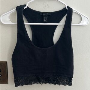 Forever 21 Black Lace Trim Crop Top